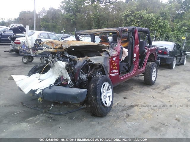 1C4BJWDG0DL500082 - 2013 JEEP WRANGLER UNLIMITE SPORT BURGUNDY photo 2