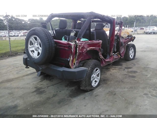 1C4BJWDG0DL500082 - 2013 JEEP WRANGLER UNLIMITE SPORT BURGUNDY photo 4