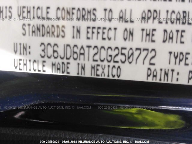 3C6JD6AT2CG250772 - 2012 DODGE RAM 1500 ST BLUE photo 9