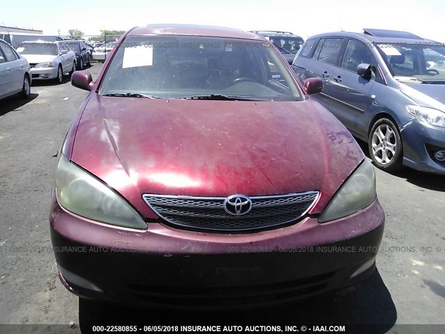 4T1BF30K02U009976 - 2002 TOYOTA CAMRY LE/XLE/SE 红色 照片 6