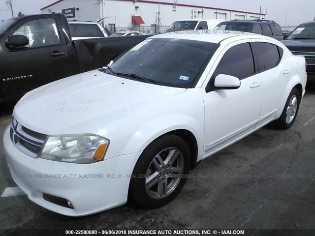 1C3CDZCG3DN666684 - 2013 DODGE AVENGER SXT WHITE photo 2