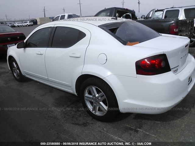 1C3CDZCG3DN666684 - 2013 DODGE AVENGER SXT WHITE photo 3