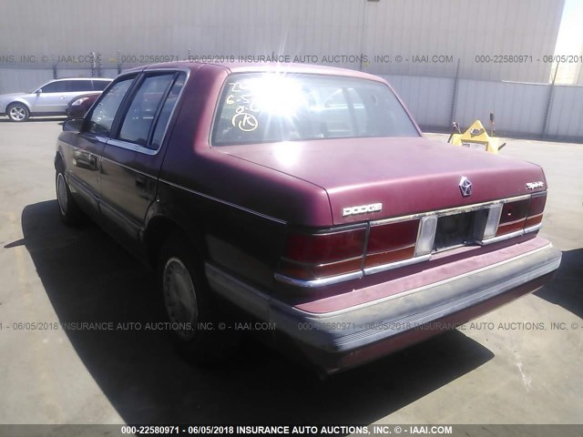 1B3BA46K8KF443469 - 1989 DODGE SPIRIT MAROON photo 3