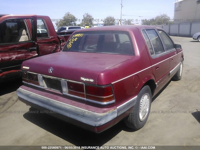 1B3BA46K8KF443469 - 1989 DODGE SPIRIT MAROON photo 4