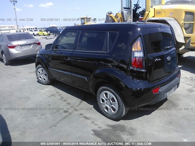 KNDJT2A13B7203263 - 2011 KIA SOUL BLACK photo 3