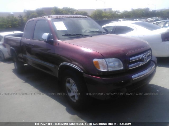 5TBRT34193S417467 - 2003 TOYOTA TUNDRA ACCESS CAB SR5 BURGUNDY photo 1