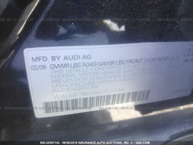 WAUGF78K69A207038 - 2009 AUDI A4 PREMIUM PLUS BLACK photo 9