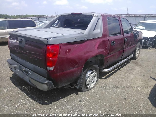 3GNEC12T84G283928 - 2004 CHEVROLET AVALANCHE C1500 BURGUNDY photo 4