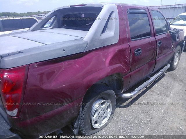 3GNEC12T84G283928 - 2004 CHEVROLET AVALANCHE C1500 BURGUNDY photo 6