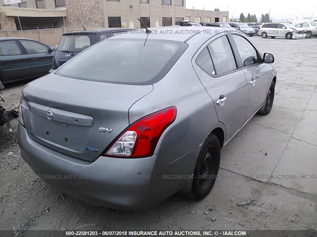 3N1CN7AP1CL887864 - 2012 NISSAN VERSA S/SV/SL GRAY photo 4