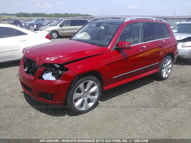 WDCGG8HB9AF404244 - 2010 MERCEDES-BENZ GLK 350 4MATIC RED photo 2