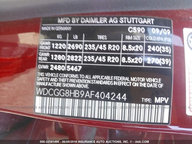 WDCGG8HB9AF404244 - 2010 MERCEDES-BENZ GLK 350 4MATIC RED photo 9