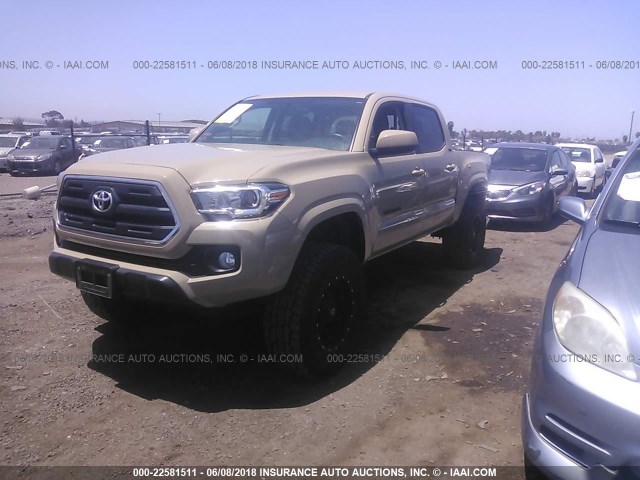 3TMCZ5AN6GM013773 - 2016 TOYOTA TACOMA DBL CAB/SR/SR5/TRD SPT/OR TEAL photo 2