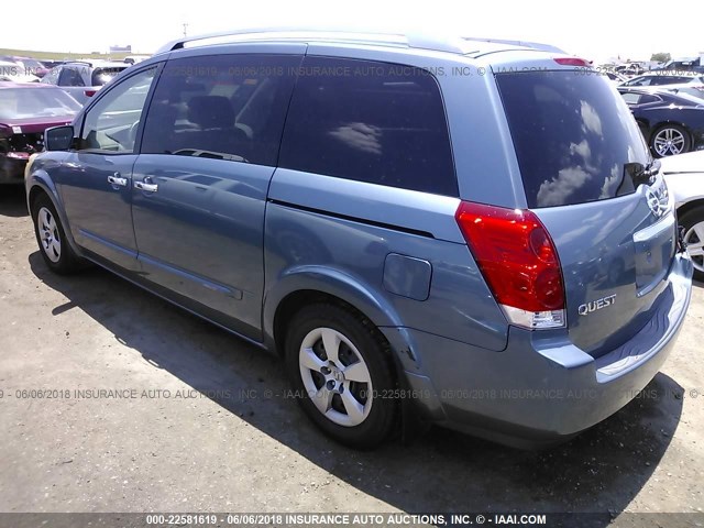 5N1BV28U58N106385 - 2008 NISSAN QUEST S/SE/SL TEAL photo 3