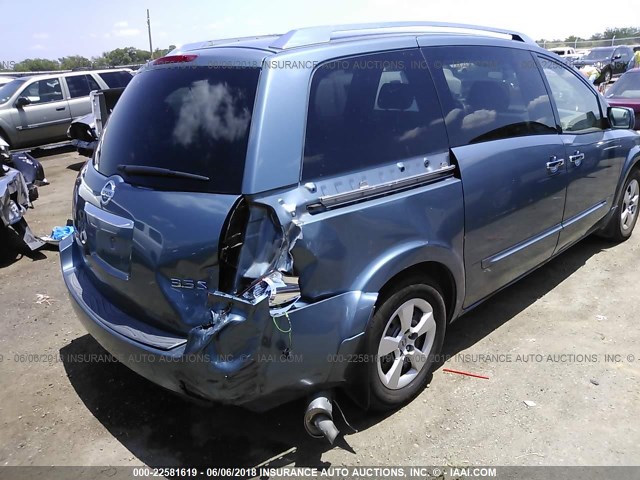 5N1BV28U58N106385 - 2008 NISSAN QUEST S/SE/SL TEAL photo 4