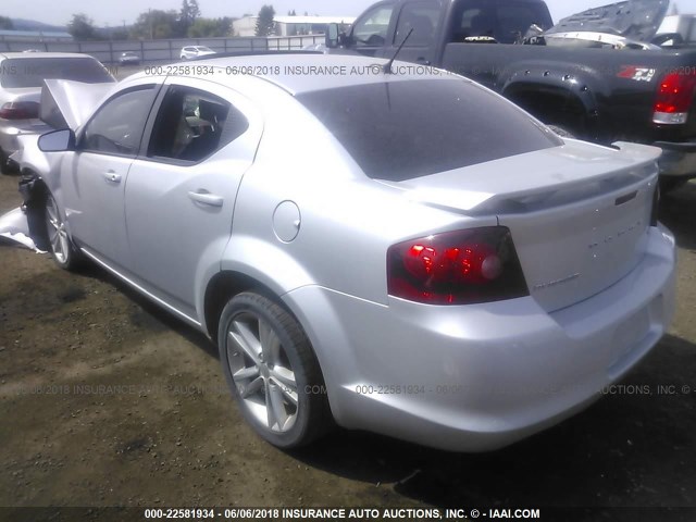 1C3CDZEGXCN287368 - 2012 DODGE AVENGER SXT SILVER photo 3