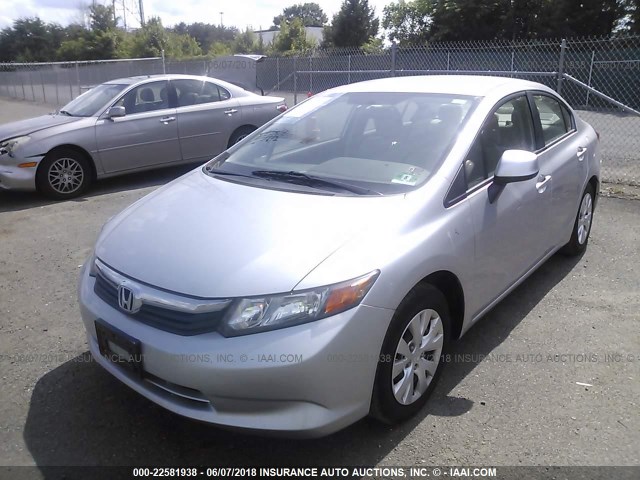 19XFB2F54CE372763 - 2012 HONDA CIVIC LX SILVER photo 2