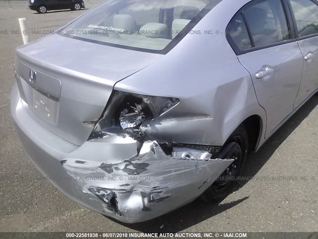 19XFB2F54CE372763 - 2012 HONDA CIVIC LX SILVER photo 6