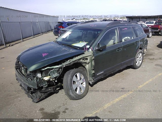 4S4BRCAC0C1242466 - 2012 SUBARU OUTBACK 2.5I GREEN photo 2