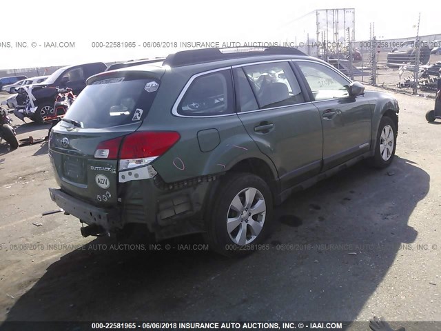 4S4BRCAC0C1242466 - 2012 SUBARU OUTBACK 2.5I GREEN photo 4