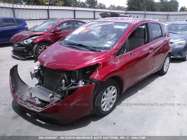 3N1CE2CP1EL357915 - 2014 NISSAN VERSA NOTE S/S PLUS/SV/SL RED photo 2