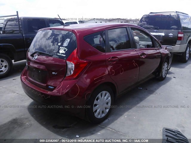 3N1CE2CP1EL357915 - 2014 NISSAN VERSA NOTE S/S PLUS/SV/SL RED photo 4