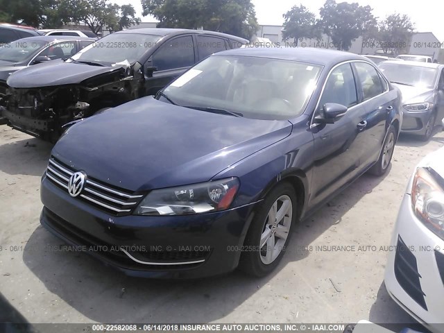 1VWBP7A35CC007841 - 2012 VOLKSWAGEN PASSAT SE Dark Blue photo 2