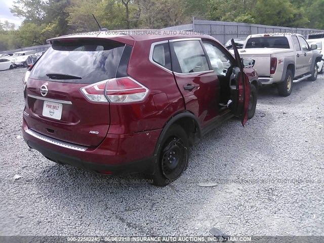 JN8AT2MVXGW138167 - 2016 NISSAN ROGUE S/SL/SV RED photo 4