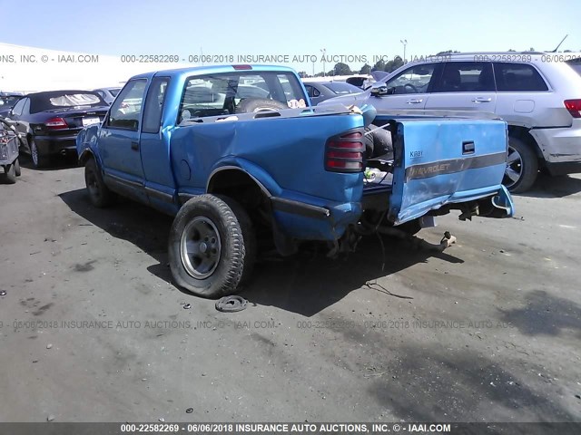 1GCCS19Z4S8122833 - 1995 CHEVROLET S TRUCK S10 BLUE photo 3