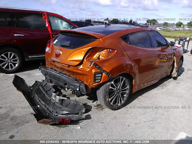 KMHTC6AE8GU282789 - 2016 HYUNDAI VELOSTER TURBO ORANGE photo 4