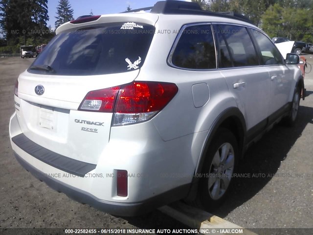 4S4BRBGCXB3342224 - 2011 SUBARU OUTBACK 2.5I PREMIUM WHITE photo 4