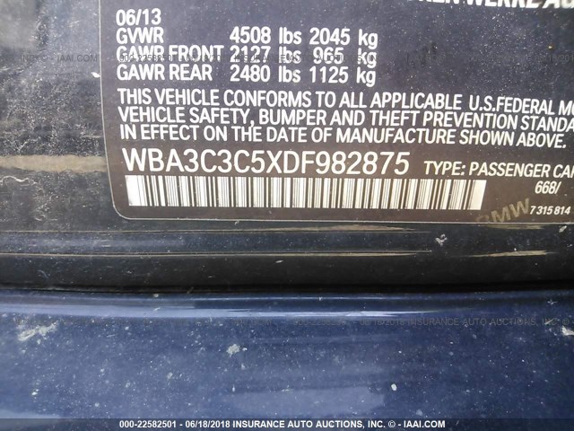 WBA3C3C5XDF982875 - 2013 BMW 320 I/XDRIVE BLACK photo 9