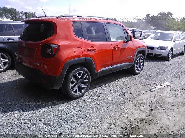 ZACCJBBT0FPC10274 - 2015 JEEP RENEGADE LATITUDE ORANGE photo 4