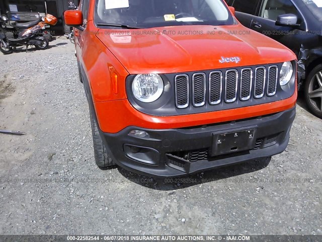 ZACCJBBT0FPC10274 - 2015 JEEP RENEGADE LATITUDE ORANGE photo 6