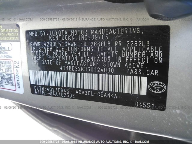 4T1BE32K36U124030 - 2006 TOYOTA CAMRY LE/XLE/SE 棕色 照片 9