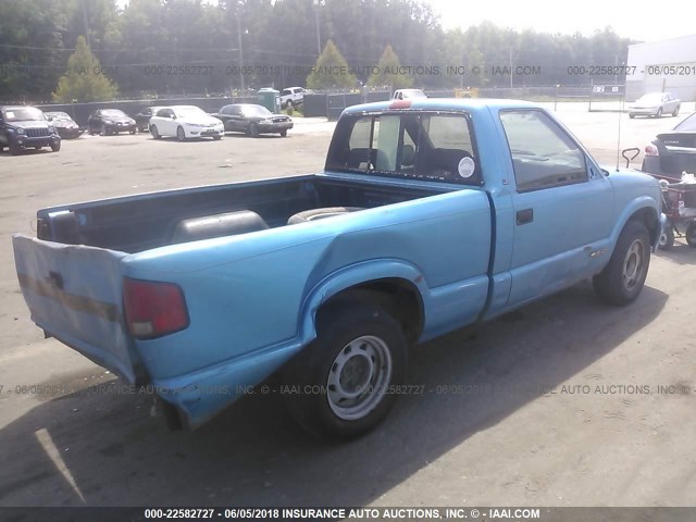 1GCCS14Z2RK160310 - 1994 CHEVROLET S TRUCK S10 BLUE photo 4