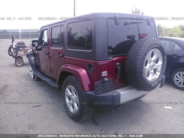 1C4BJWEG8DL547276 - 2013 JEEP WRANGLER UNLIMITE SAHARA RED photo 3