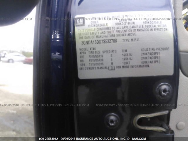 3GNDA13DX7S532708 - 2007 CHEVROLET HHR LS ლურჯი ფოტო 9