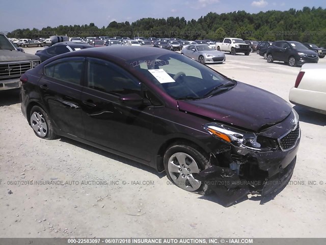 3KPFL4A71HE142767 - 2017 KIA FORTE LX/S MAROON photo 1