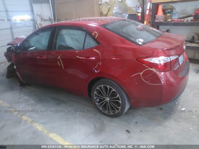 2T1BURHE8EC021838 - 2014 TOYOTA COROLLA L/LE/LE PLS/PRM/S/S PLS RED photo 3