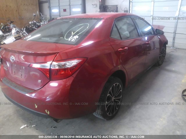 2T1BURHE8EC021838 - 2014 TOYOTA COROLLA L/LE/LE PLS/PRM/S/S PLS RED photo 4