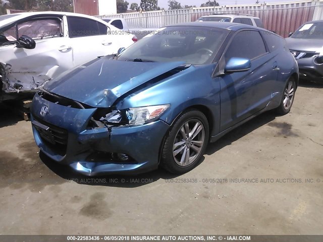 JHMZF1D69CS000886 - 2012 HONDA CR-Z EX BLUE photo 2