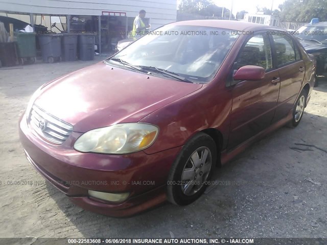 1NXBR32E73Z155811 - 2003 TOYOTA COROLLA CE/LE/S RED photo 2