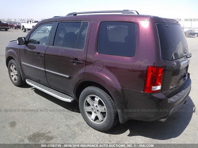 5FNYF3H9XBB026468 - 2011 HONDA PILOT TOURING BURGUNDY photo 3