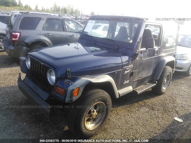 1J4FY19S4VP508722 - 1997 JEEP WRANGLER / TJ SPORT BLUE photo 2