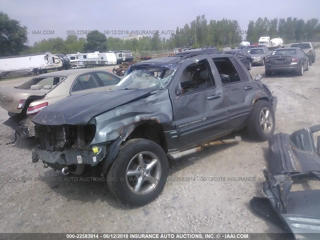 1J8GW68J72C141512 - 2002 JEEP GRAND CHEROKEE OVERLAND GRAY photo 2