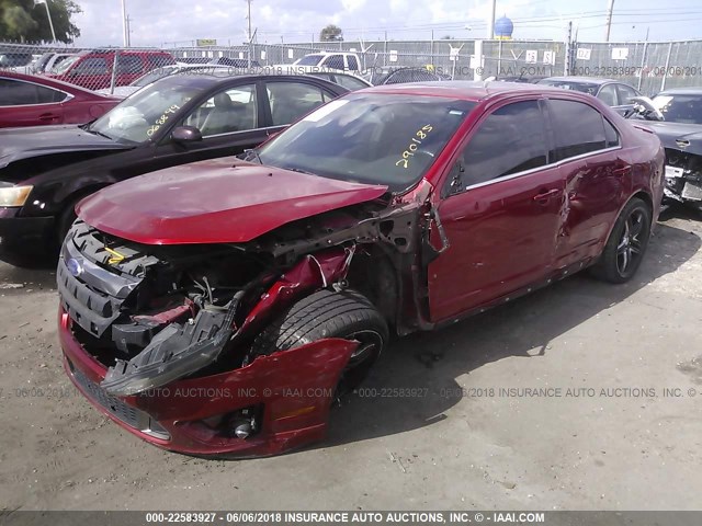 3FAHP0KC7BR290185 - 2011 FORD FUSION SPORT RED photo 2