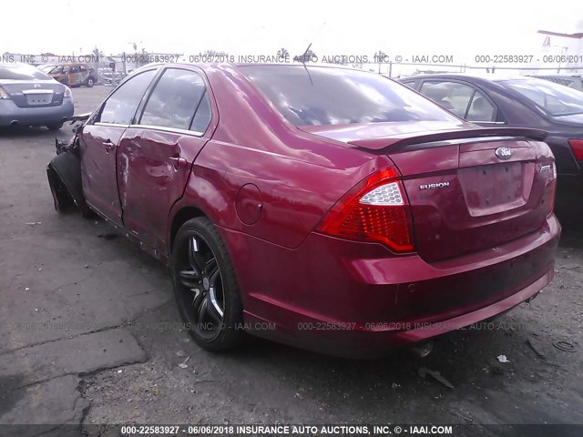 3FAHP0KC7BR290185 - 2011 FORD FUSION SPORT RED photo 3