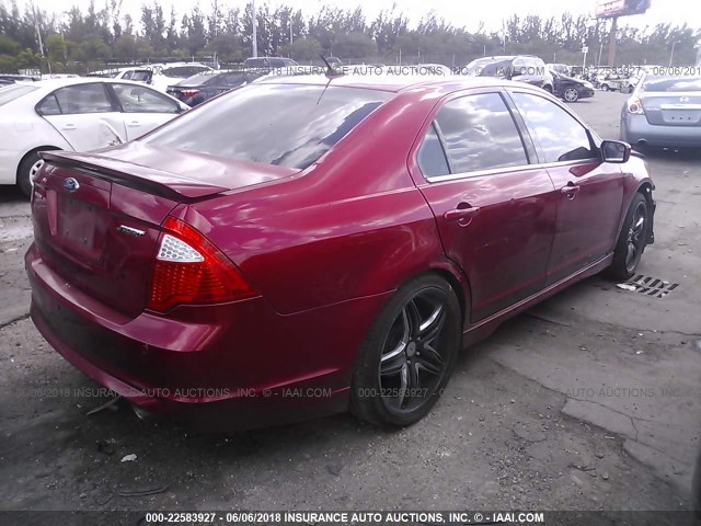 3FAHP0KC7BR290185 - 2011 FORD FUSION SPORT RED photo 4