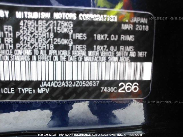 JA4AD2A32JZ052637 - 2018 MITSUBISHI OUTLANDER ES 黑色 照片 9